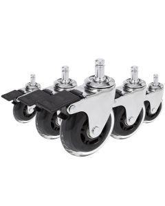5x ROLO SKATE CT 11mm/75mm | mit Feststellbremse | Hartböden - Stuhlrollen 
