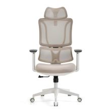 ERGOMY W | Stoff / Netz | Rahmen: Weiß - Profi Bürostuhl Beige