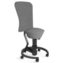 AERIS SWOPPER MIT ROLLEN UND LEHNE - Swopper Low Mikrofaser Grau Gestell Schwarz