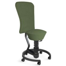 AERIS SWOPPER MIT ROLLEN UND LEHNE - Swopper Low Mikrofaser Grün Gestell Schwarz