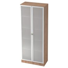 SIGNA K 6100G SG - Nussbaum/Silber 5 OH mit Knauf Schrank mit Milchglastüren