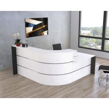 BILBAO IV | Kleine L-Theke mit Beratungsplatz - Empfangstheke Weiß/Anthrazit