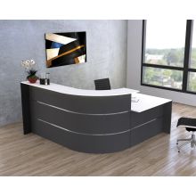 BILBAO IV | Kleine L-Theke mit Beratungsplatz - Empfangstheke Anthrazit/Weiß