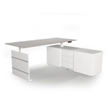 MOVE 3 | 180x80 | Schreibtisch elektrisch höhenverstellbar - Winkelschreibtisch Weiß/Grau
