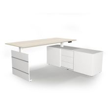 MOVE 3 | 180x80 | Schreibtisch elektrisch höhenverstellbar - Winkelschreibtisch Weiß/Ahorn