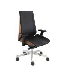 MOON WOOD - Profi Bürostuhl Schwarz/Walnuss