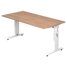 MEGA 16 W | Schreibtisch - 160 x 80 höhenverstellbar Nussbaum/Weiß
