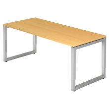 REGO 19 S | Schreibtisch - 180 x 80 Buche/Silber höhenverstellbar