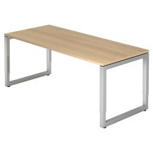 REGO 19 S | Schreibtisch - 180 x 80 Eiche/Silber höhenverstellbar