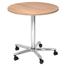 BISTRO 80R C - System Konferenztisch Nussbaum Chrom Ø 80