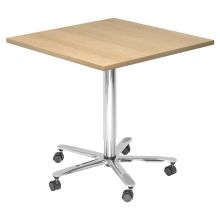 BISTRO 88Q C - System Konferenztisch 80 x 80 Chrom Eiche