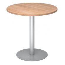 BISTRO F80R S - System Konferenztisch Nussbaum Silber Ø 80