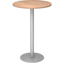 BISTRO H80R S - System Konferenztisch Nussbaum Silber Ø 80