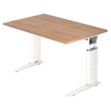UNDA 12 W | Schreibtisch - 120 x 80 höhenverstellbar Nussbaum/Weiß