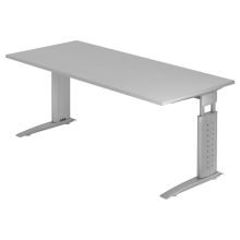 UNDA 19 S | Schreibtisch - 180 x 80 Grau/Silber höhenverstellbar