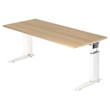 UNDA 19 W | Schreibtisch - 180 x 80 höhenverstellbar Eiche/Weiß