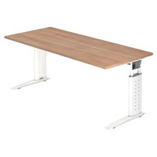 UNDA 19 W | Schreibtisch - 180 x 80 höhenverstellbar Nussbaum/Weiß