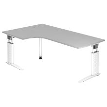 UNDA 82 W | Schreibtisch - 200 x 120 höhenverstellbar Grau/Weiß